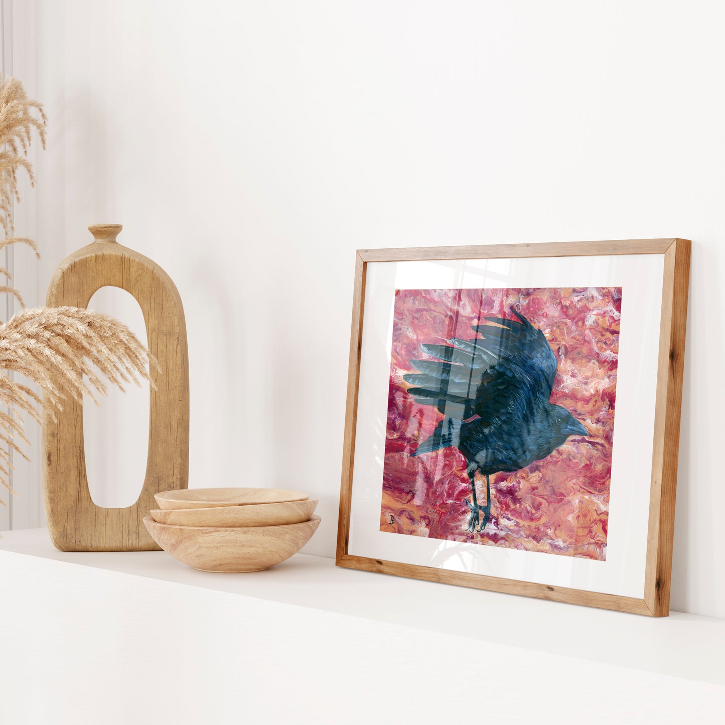 Crow in flight art print