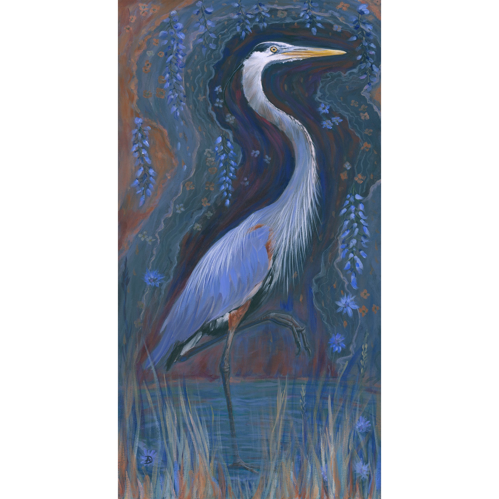 Blue Heron Acrylic on canvas painting by Andreea Dumez