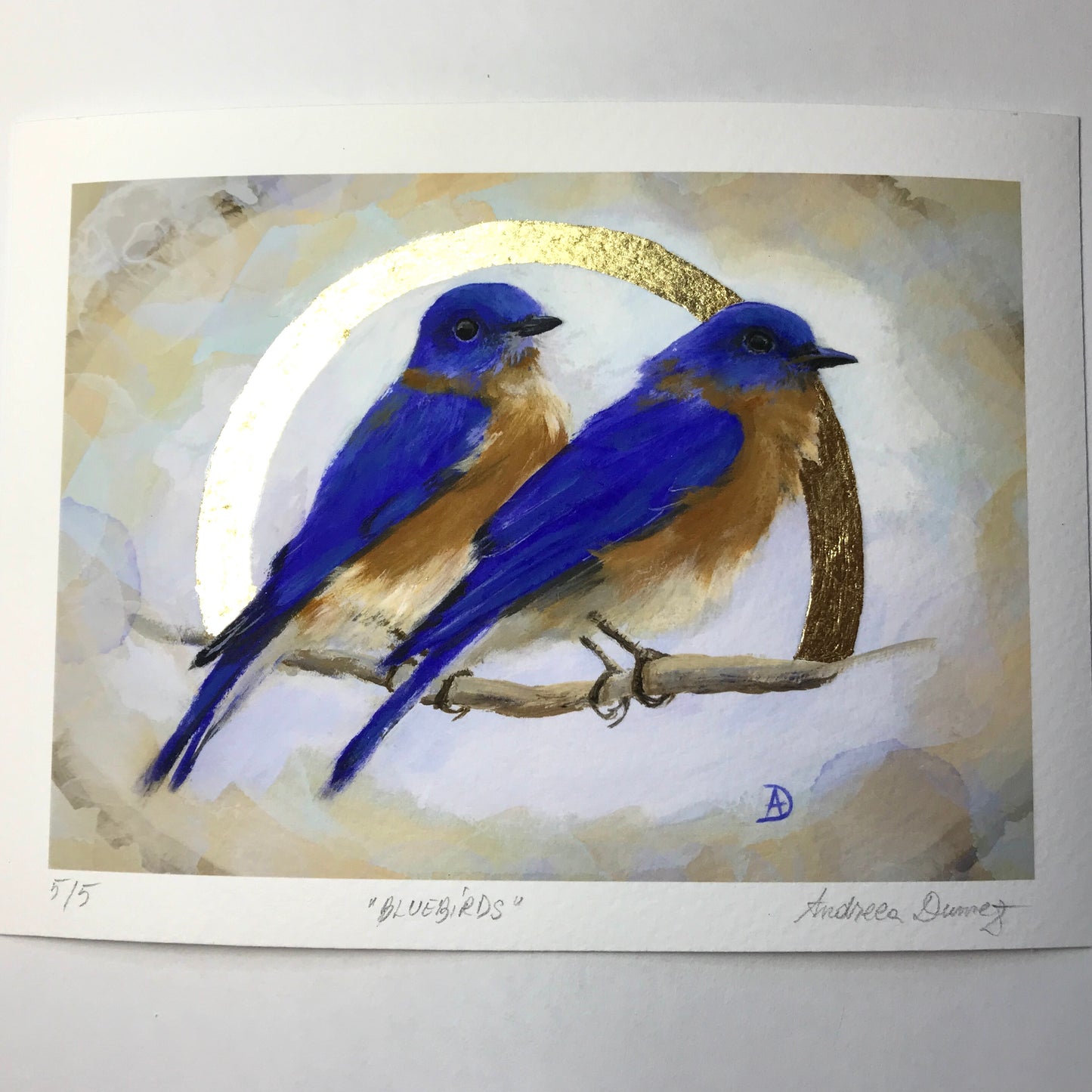 Gold Leaf Limited Edition "Pair of Bluebirds"