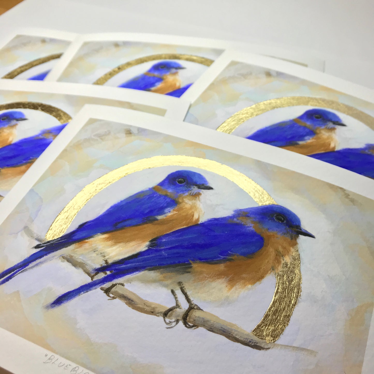 Gold Leaf Limited Edition "Pair of Bluebirds"