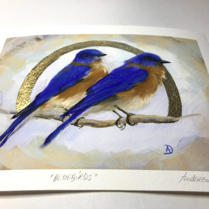 Gold Leaf Limited Edition "Pair of Bluebirds"