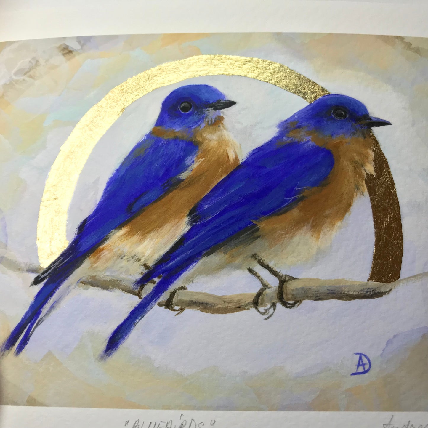Gold Leaf Limited Edition "Pair of Bluebirds"