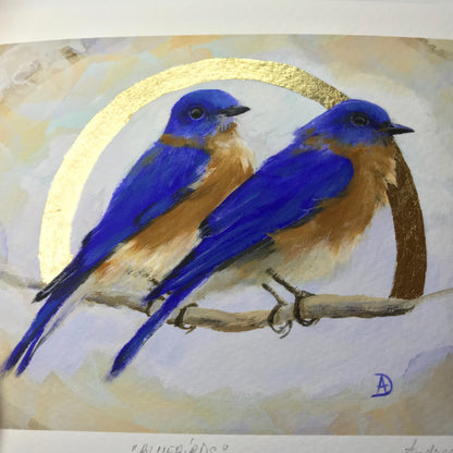 Gold Leaf Limited Edition "Pair of Bluebirds"