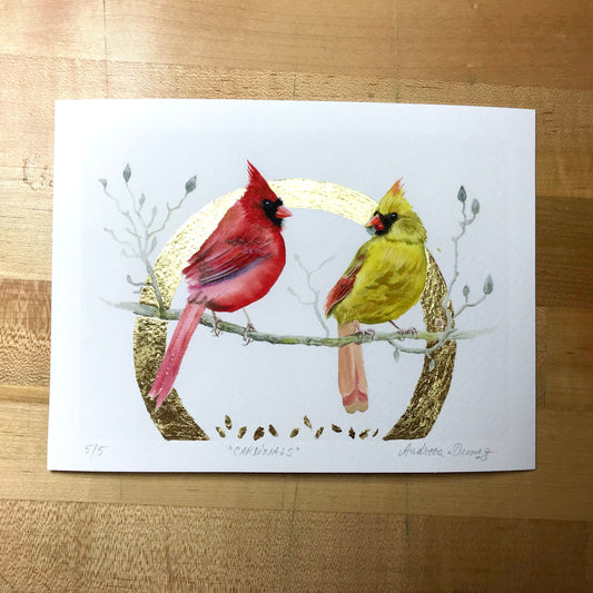 Gold Leaf Limited Edition "Pair of Cardinals"