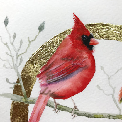 Gold Leaf Limited Edition "Pair of Cardinals"