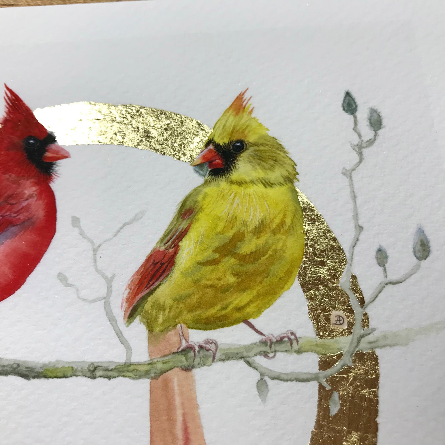 Gold Leaf Limited Edition "Pair of Cardinals"