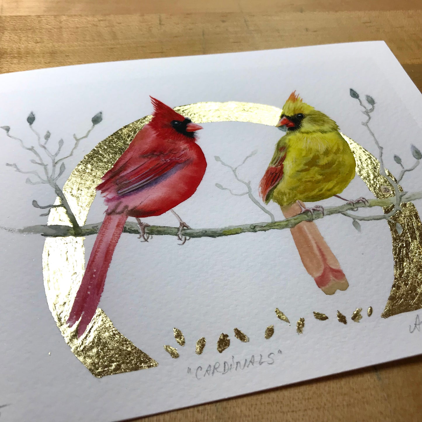 Gold Leaf Limited Edition "Pair of Cardinals"