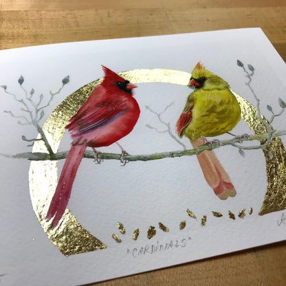 Gold Leaf Limited Edition "Pair of Cardinals"