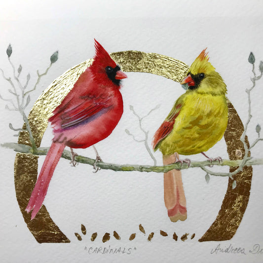 Gold Leaf Limited Edition "Pair of Cardinals"
