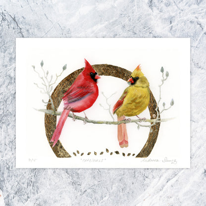 Gold Leaf Limited Edition "Pair of Cardinals"