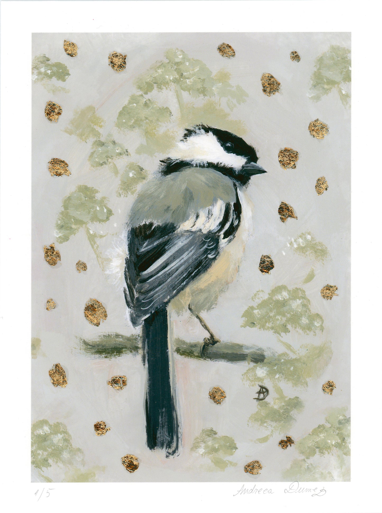 Gold Leaf Limited Edition "Gold-kissed Chickadee "