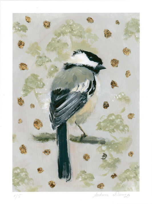 Gold Leaf Limited Edition "Gold-kissed Chickadee "
