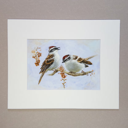 Chipping Sparrows art print by Andreea Dumez