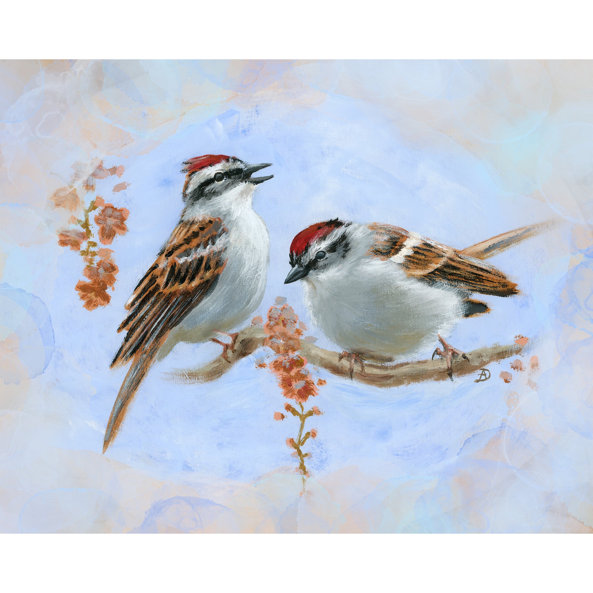Chipping Sparrows painting