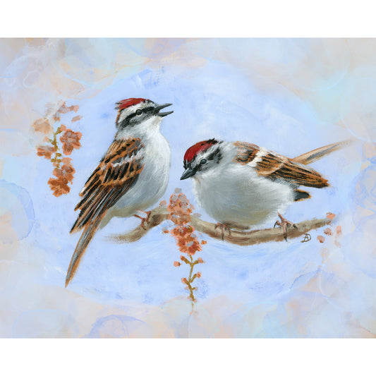 Chipping Sparrows painting