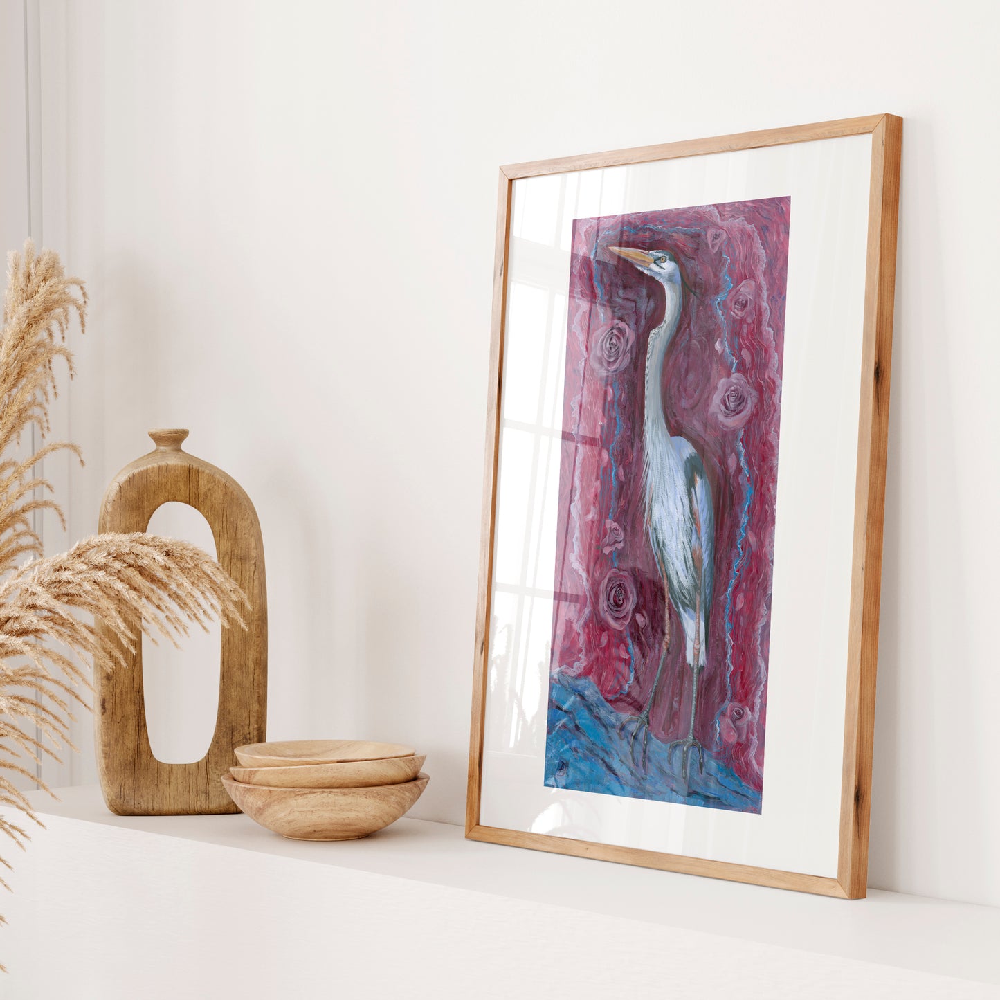 Contemplation - Heron Art Print (10x5)
