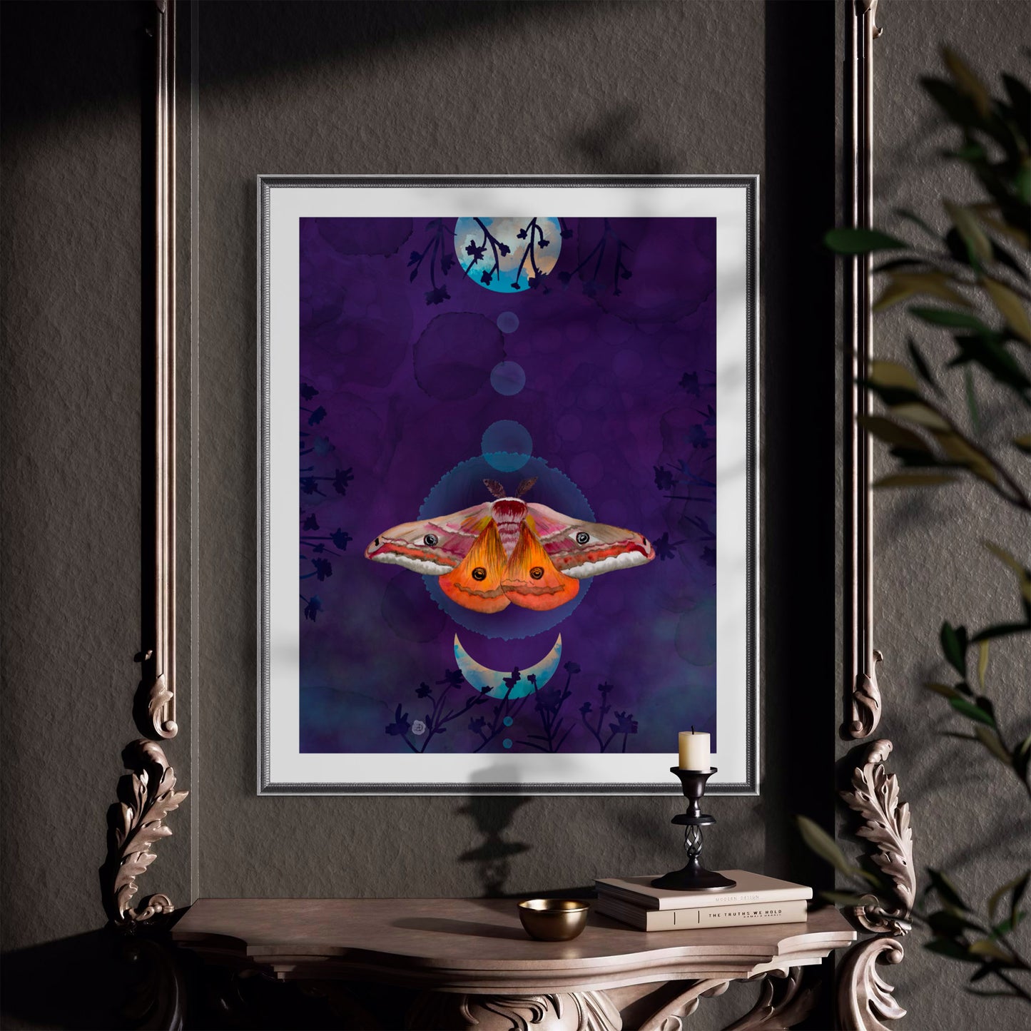 Emperor Moth in the Moonlit Forest - Art Print