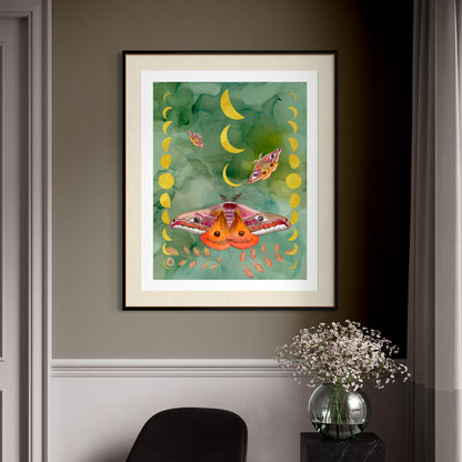 Emperor Moths and the Lunar Cycles - Art Print