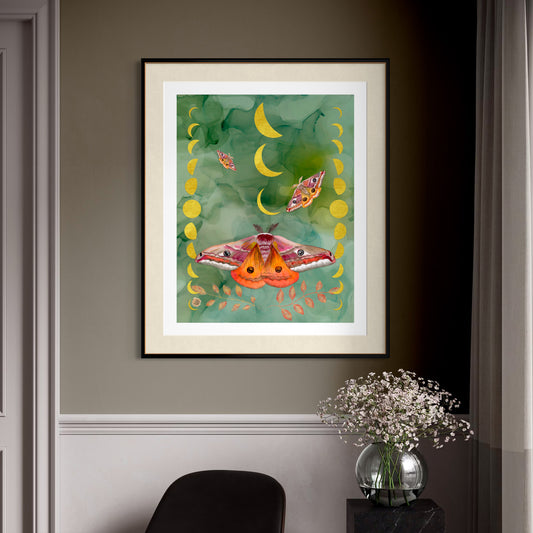 Emperor Moths and the Lunar Cycles - Art Print