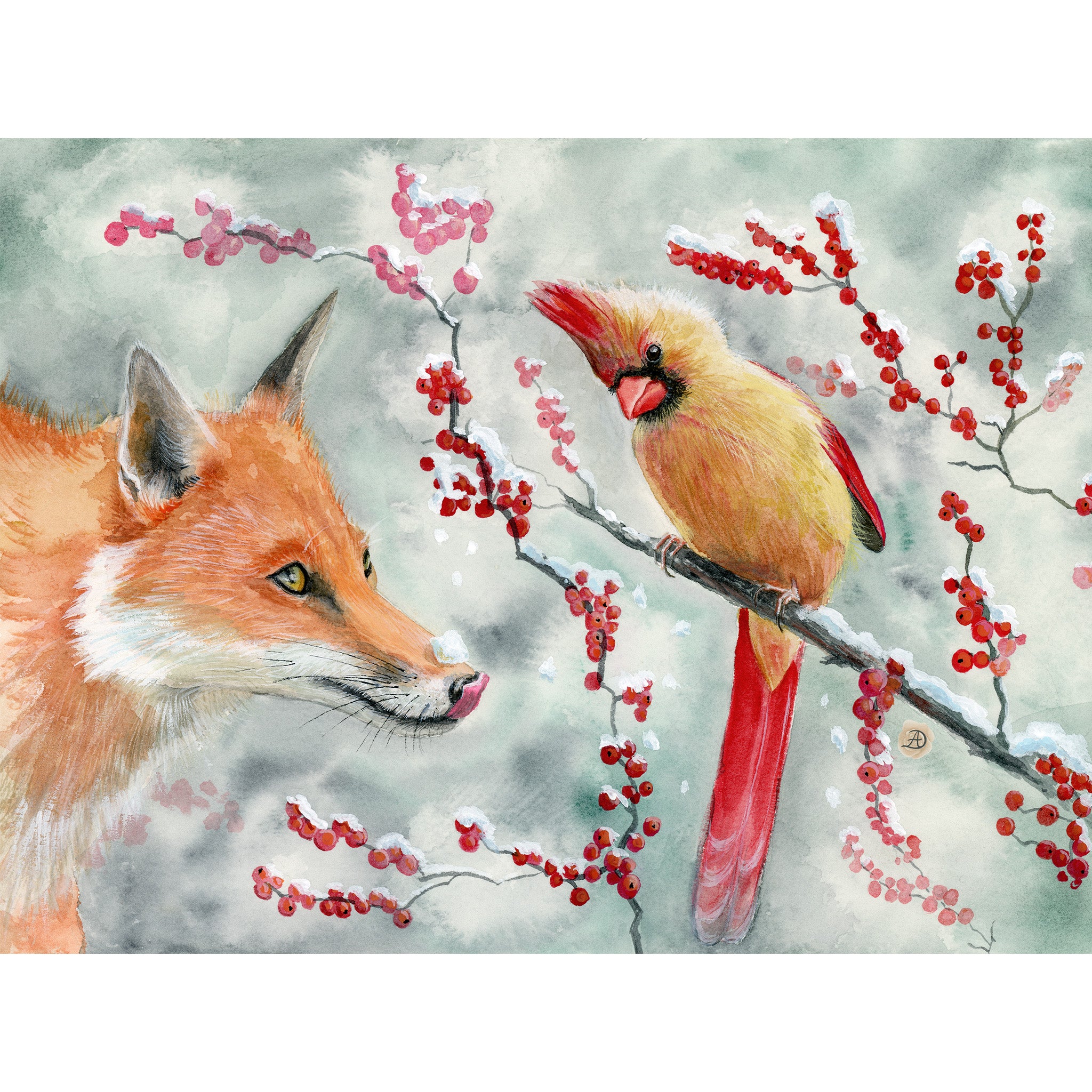 The Fox and the Lady Cardinal - Art Print – Andreea Dumez