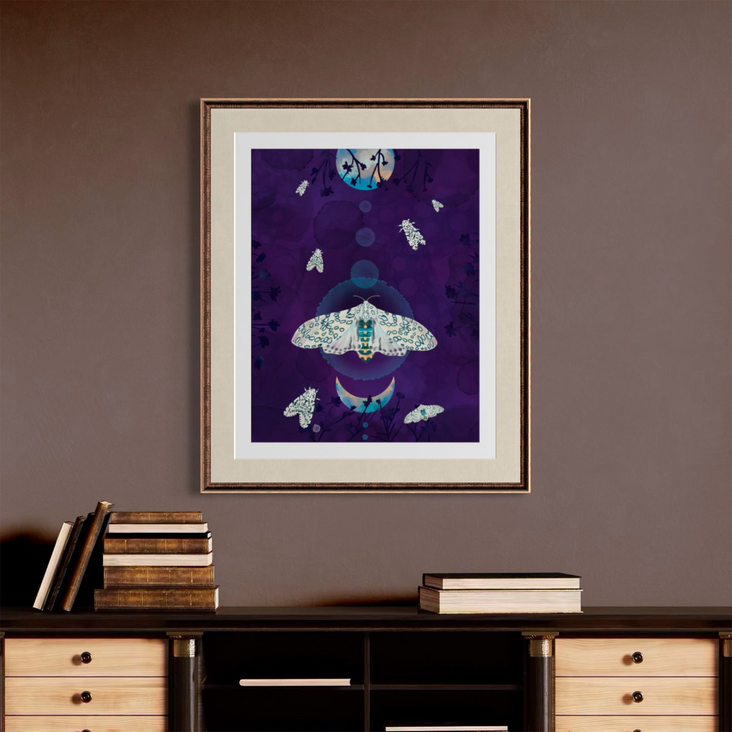 Leopard Moths in the Moonlit Forest - Art Print
