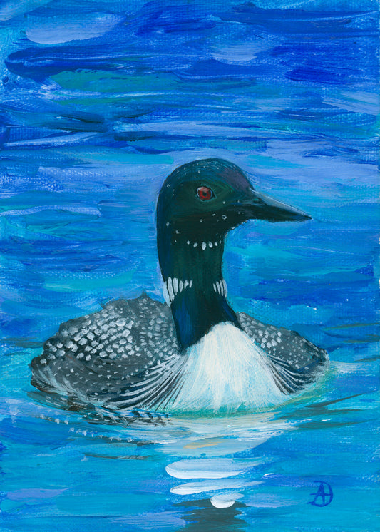 "Loon Bird" - Original Acrylic Painting on Canvas