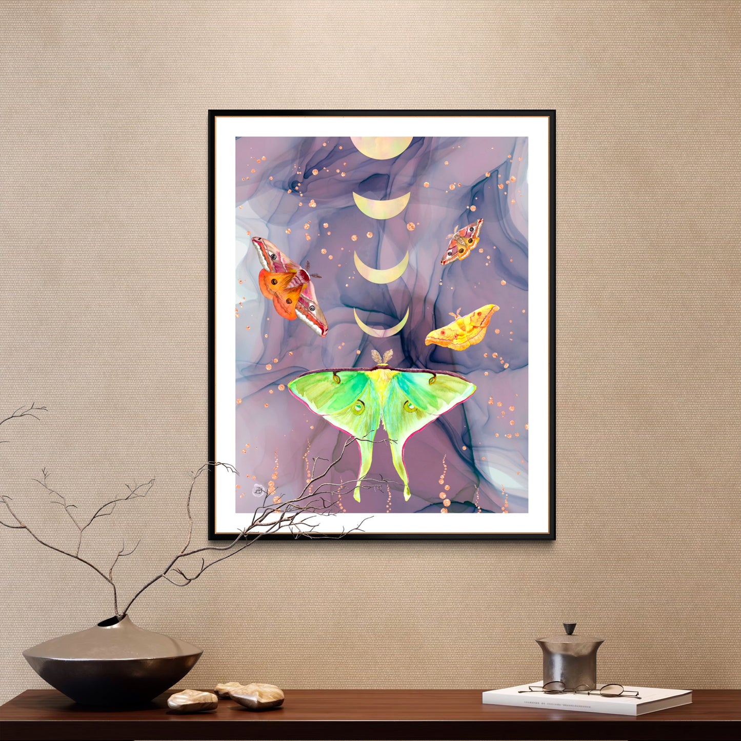 Luna Moth and the Moonlit Family - Art Print