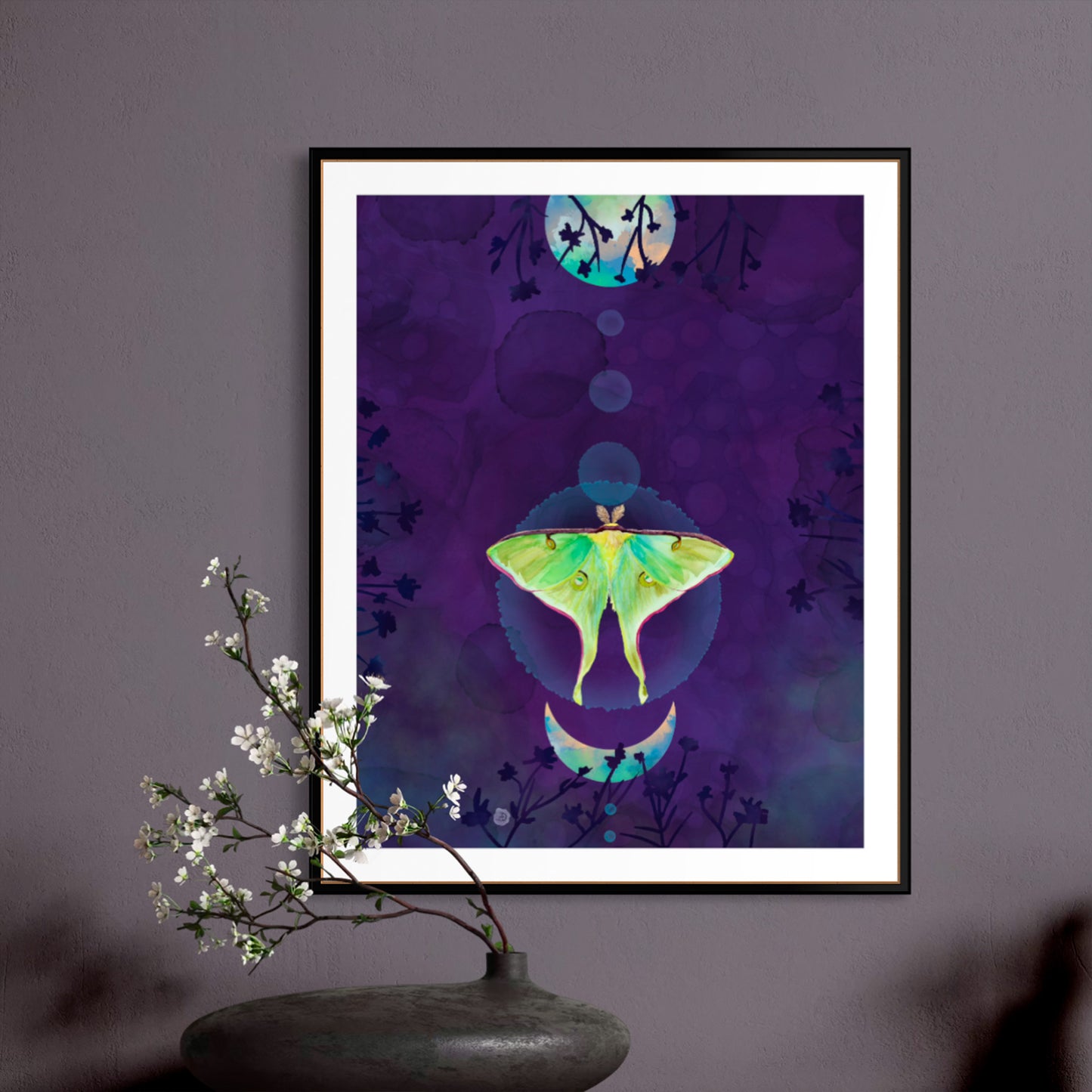 Luna Moth in the Moonlit Forest - Art Print
