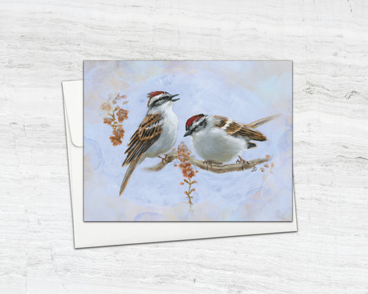 Chipping Sparrows Art Reproduction Notecard