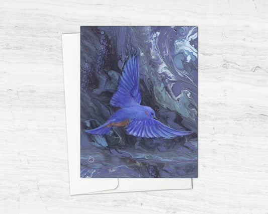 Bluebird in Flight Notecard