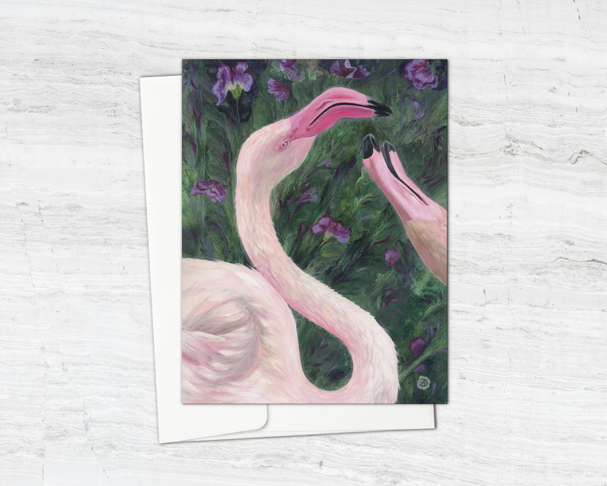 Flamingos Romantic Notecard