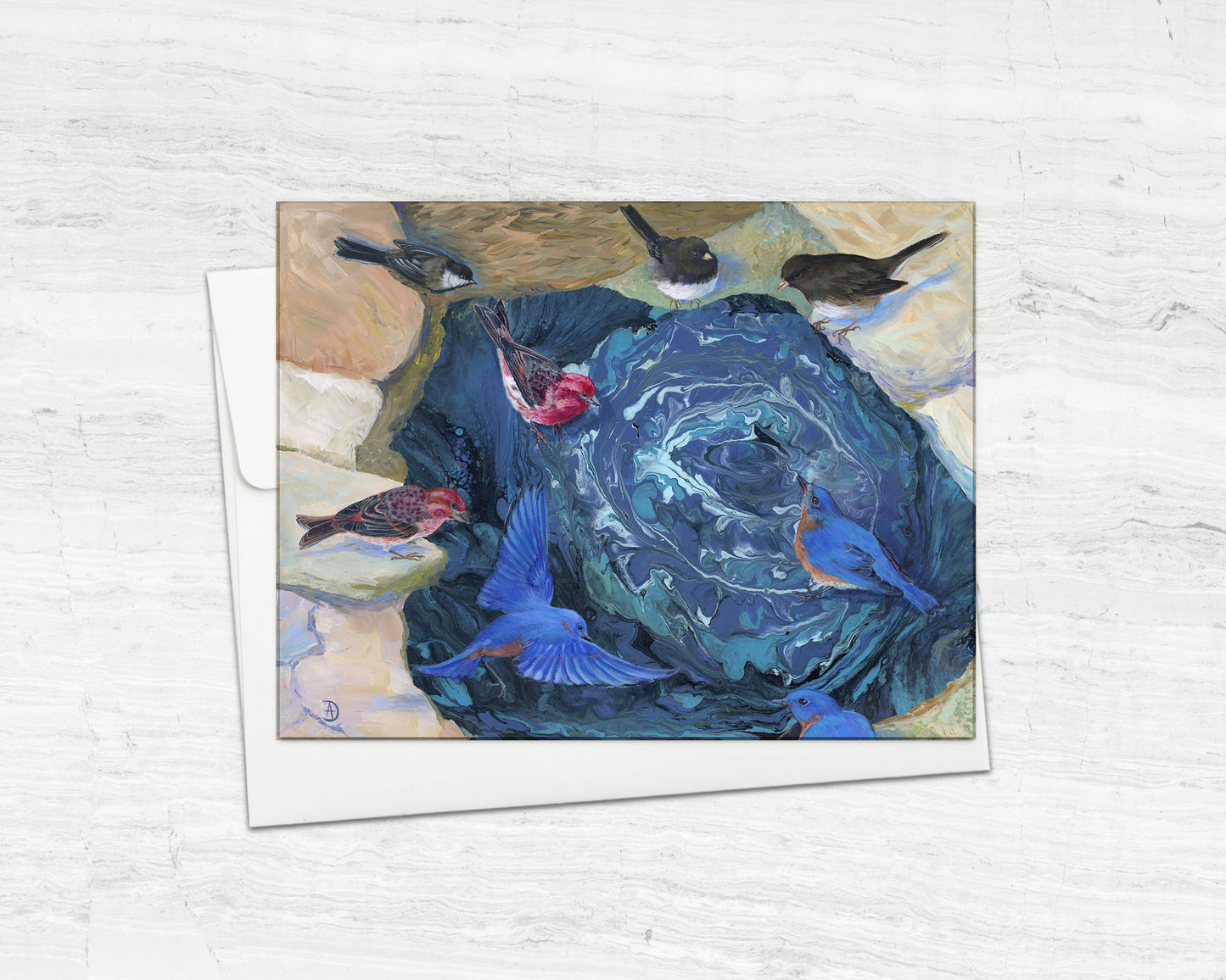 The Fountain of Life - Backyard Birds Notecard (Blank Inside)