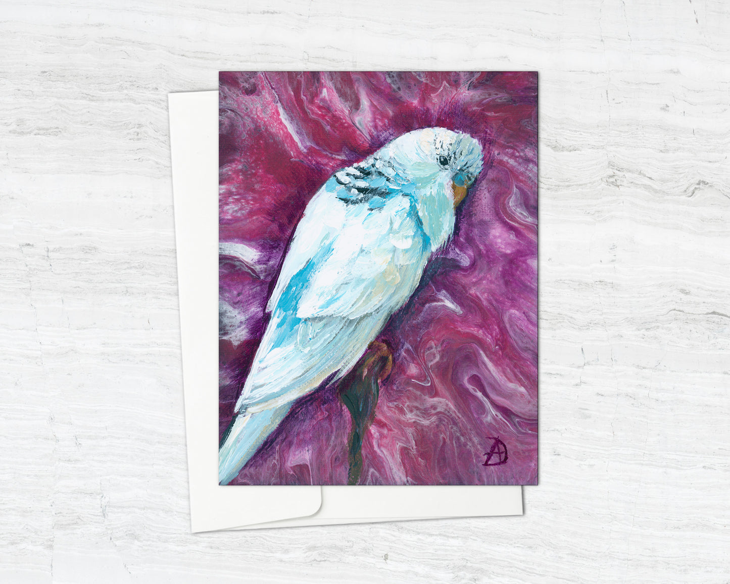 White Budgie - Notecard (Blank Inside)