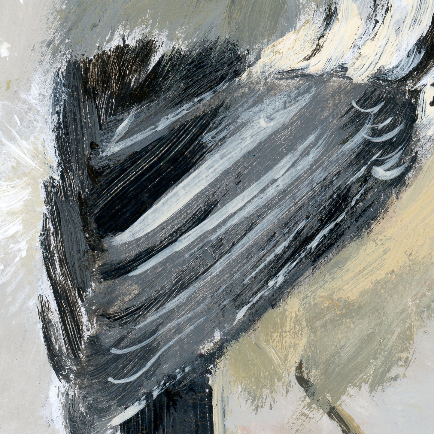 Detail of Chickadee acrylic painting on wood, by Andreea Dumez