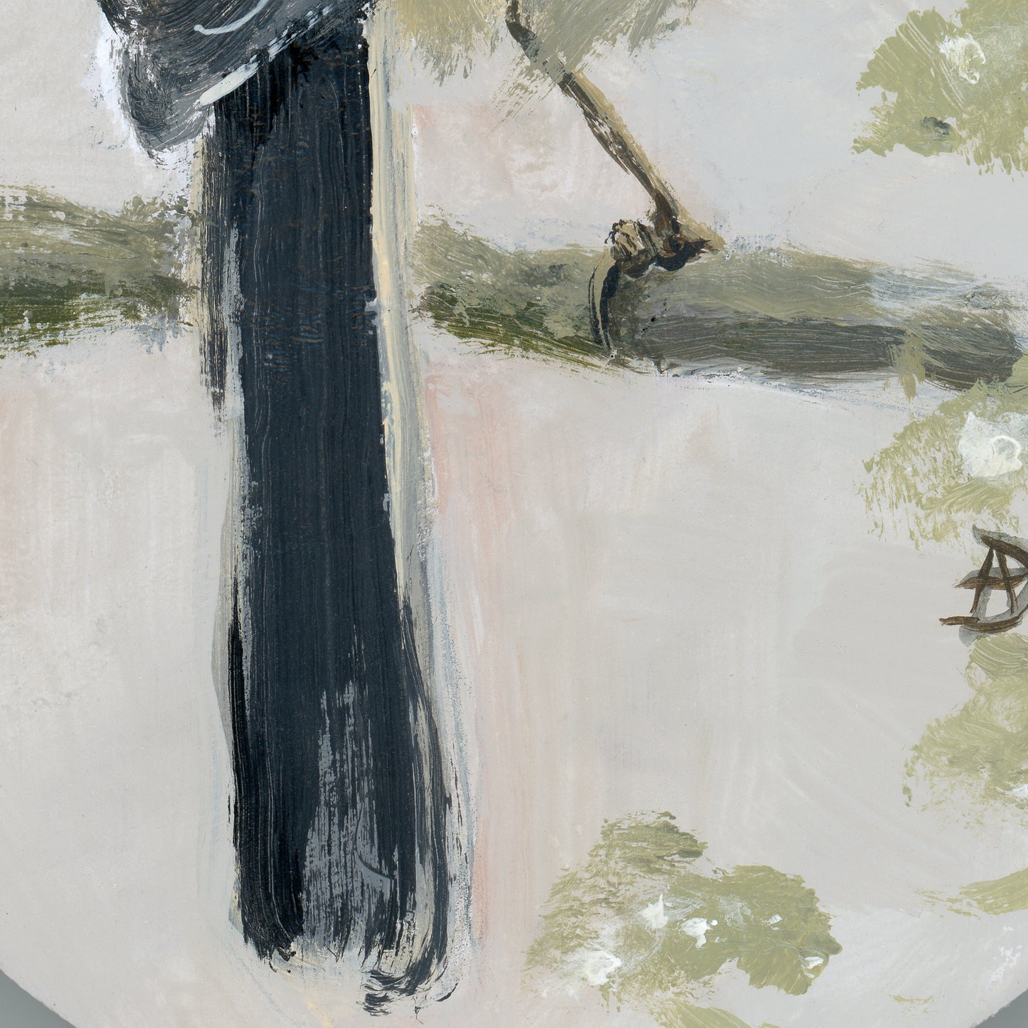 Detail of Chickadee acrylic painting on wood, by Andreea Dumez