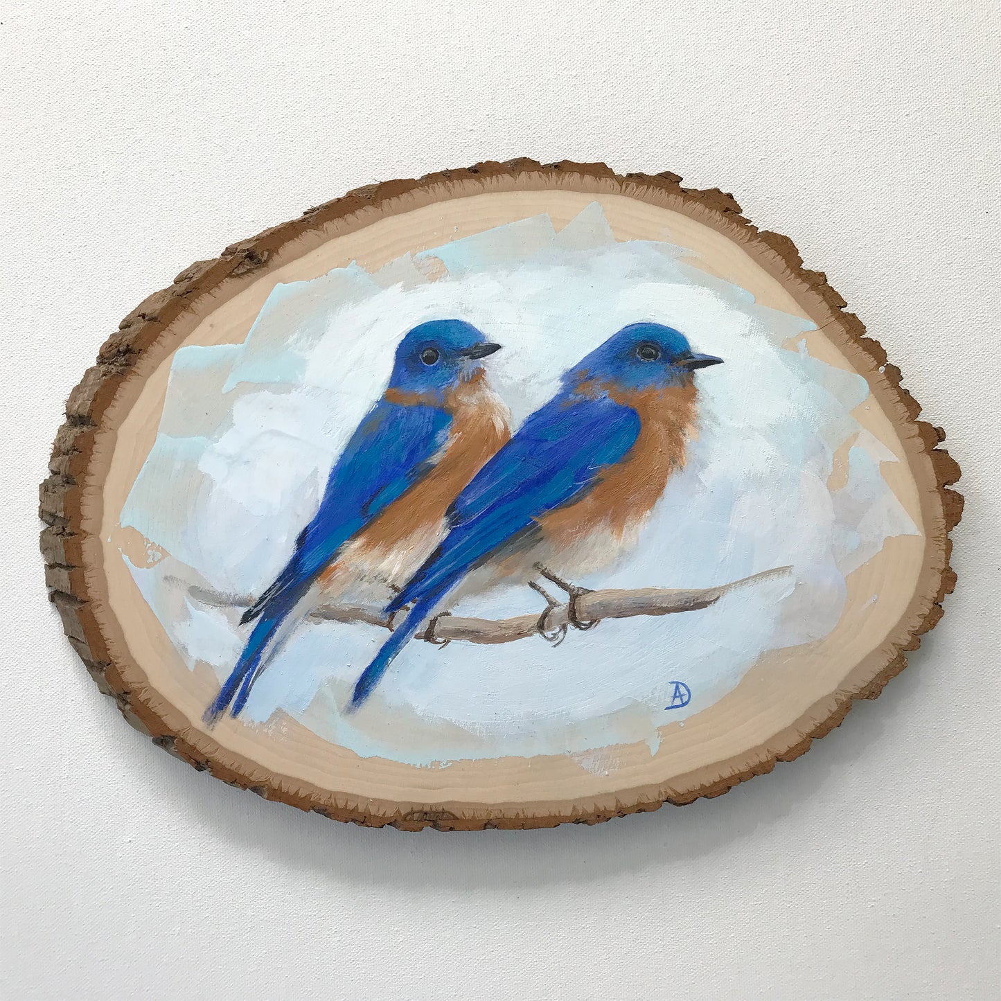 A Pair of Bluebirds - Original Acrylic Painting by Andreea Dumez