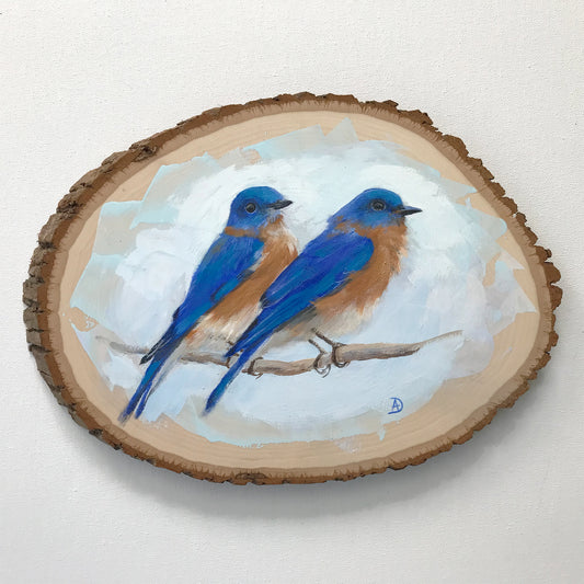 A Pair of Bluebirds - Original Acrylic Painting by Andreea Dumez