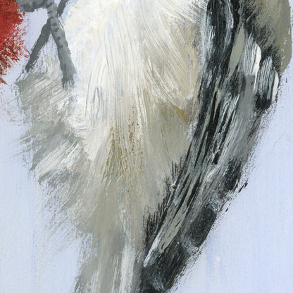 Detail of Chickadee on a sumac flower - Original acrylic painting by Andreea Dumez