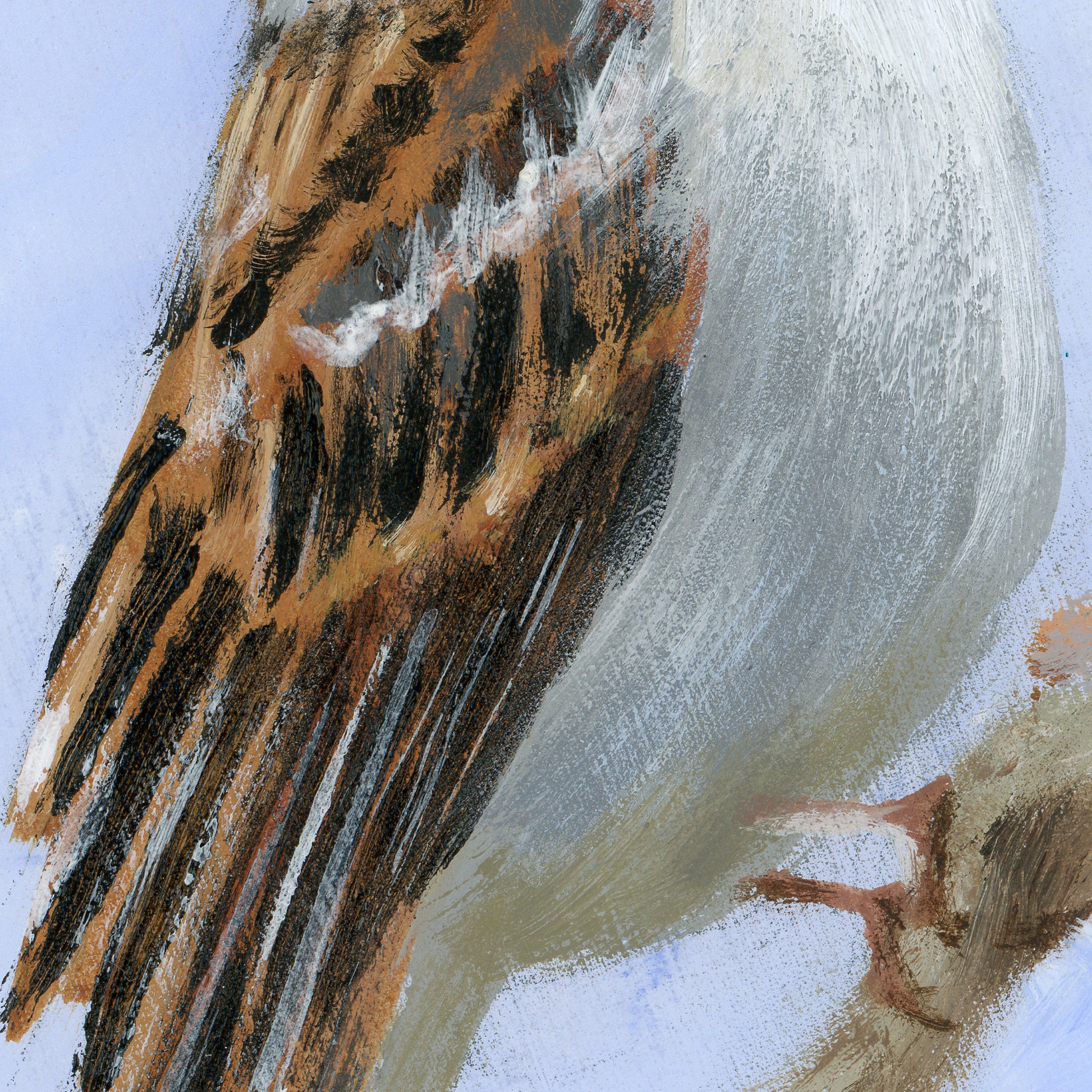 Detail of Chipping Sparrows - Original acrylic painting on basswood, by Andreea Dumez