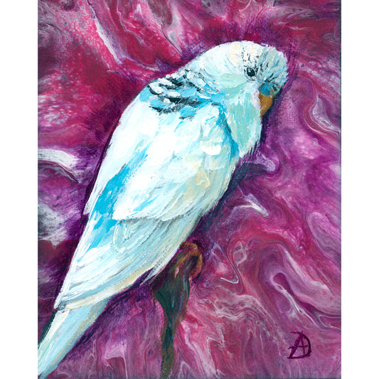 White budgie painting
