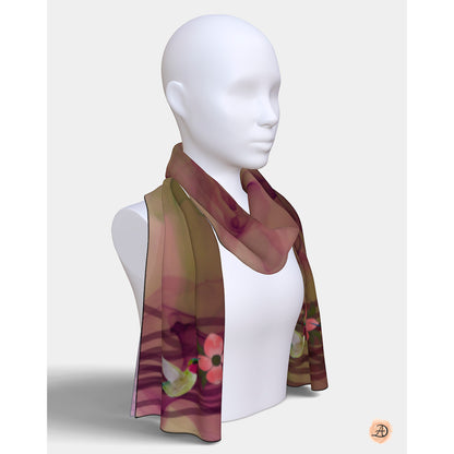Mannequin wearing a floral scarf with a white background