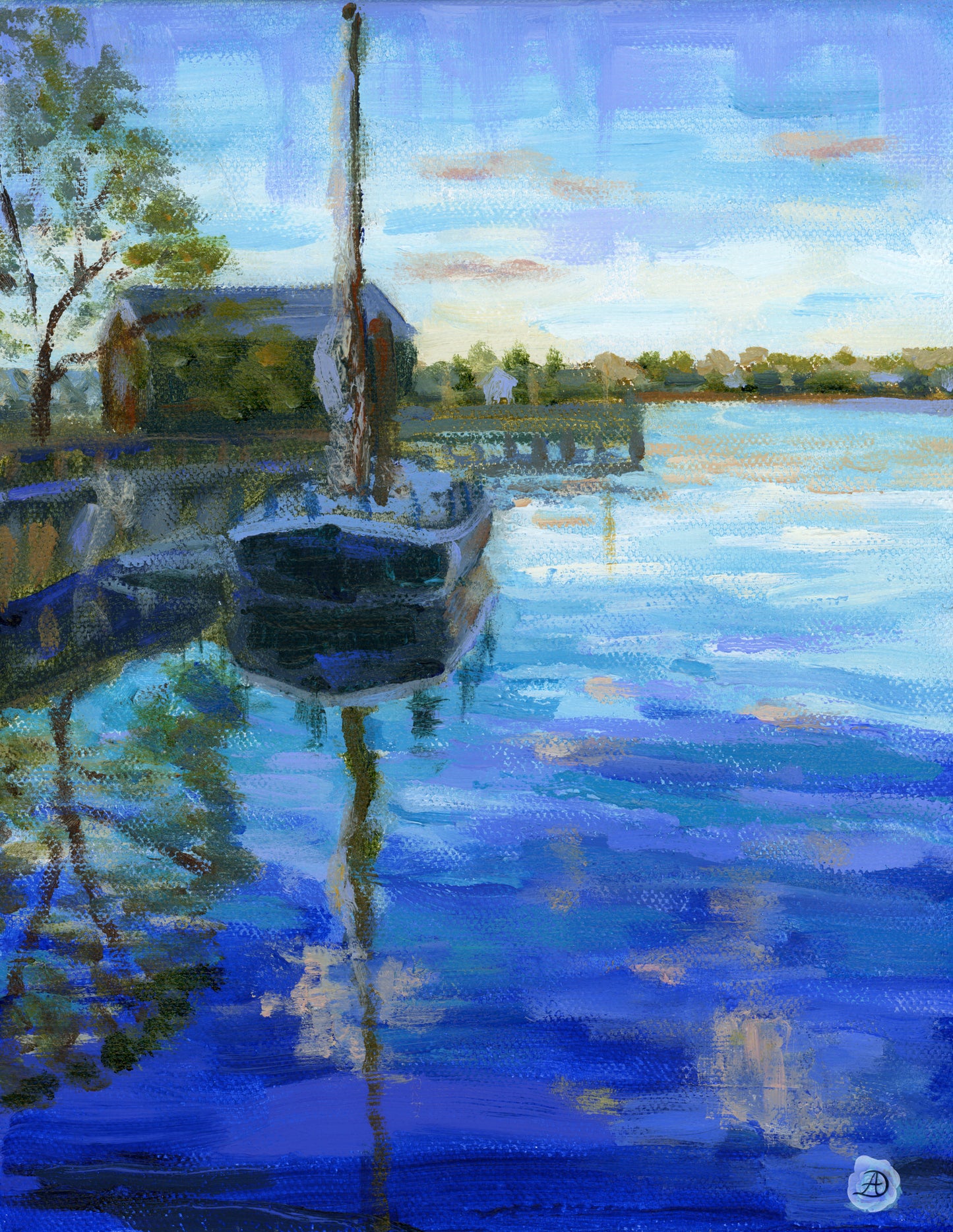 Gundalow at Prescott Park - Original Acrylic Painting on Canvas