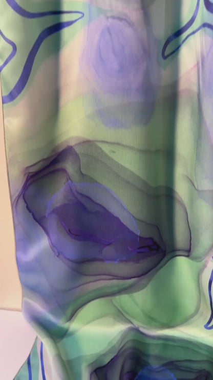 Abstract Peacock Silk Scarf - Preorder