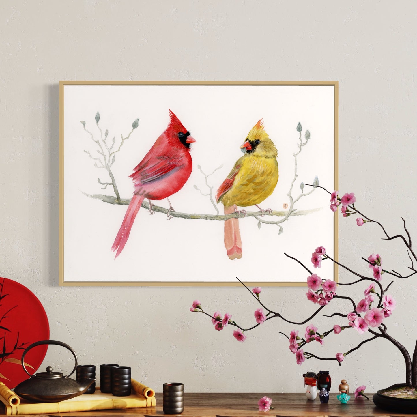 A Pair of Cardinals - Art Print
