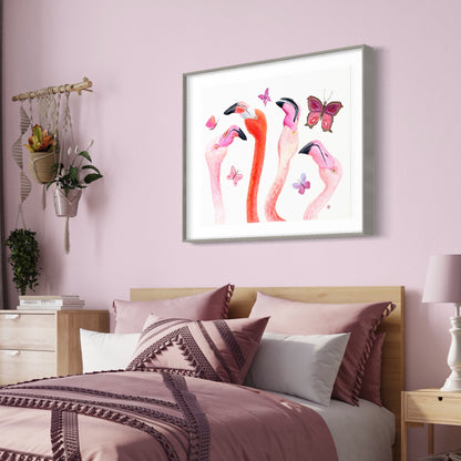 Cheerful Flamingos - Art Print